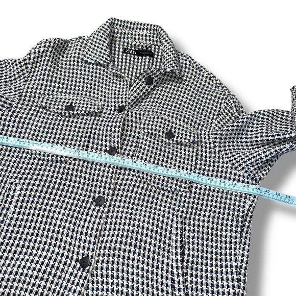 Zara Women’s Tweed Houndstooth Oversized Button-Up Shacket Jacket M Ruffle Boho - Picture 9 of 9